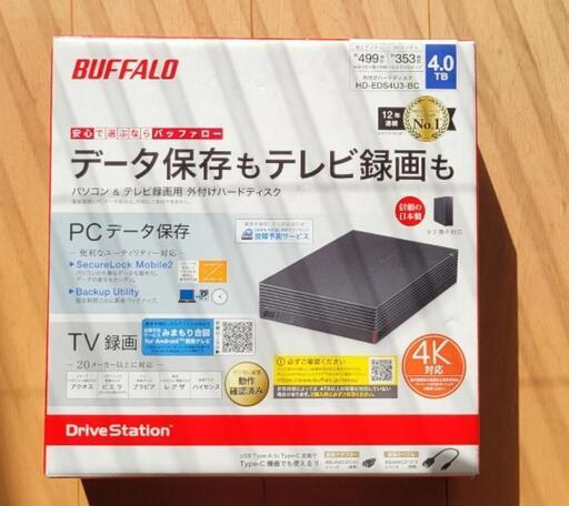外付けHDD BUFFALO\n4.0TB バッファロー パソコン＆テレビ録画用ハードディスク HD-EDS-Cシリーズ HD-EDS4U3-BC\n