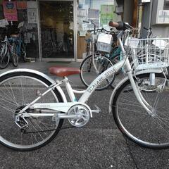 中古子供自転車2764 前後タイヤ新品！ 24インチ 6段ギヤ