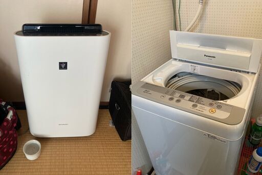 テレビ、テレビ台、洗濯機、こたつ、2人用ソファ、空気清浄機、天井照明。大きなバリューセット！