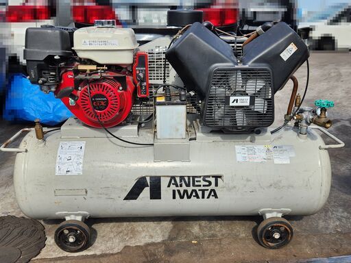 ★アネスト岩田 3.7kW エンジンコンプレッサー セル付 TLUE37C-14S★実動中古品