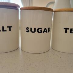 砂糖 塩 茶 キャニスター  容器 調味料入れ 3個セット