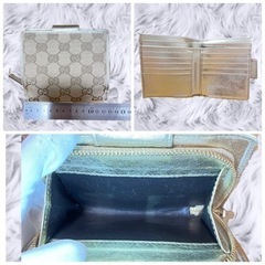 【1点限定/GUCCI】グッチ シマ GG柄 ゴールド 折財布(がま口)