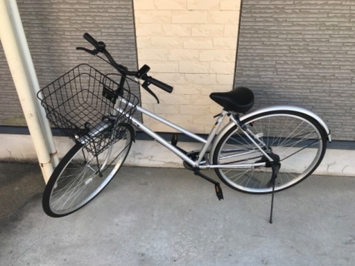 26インチ 自転車 荷台 カゴ ベル ライト 鍵 ママチャリ シティサイクル 通勤 通学 シルバー