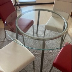 【交渉中】IKEAガラス丸テーブル+ニトリ椅子4脚