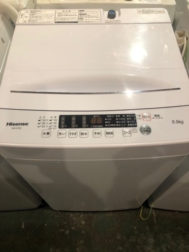 美品☆ハイセンス 全自動 洗濯機 5.5kg ホワイト HW-K55E
