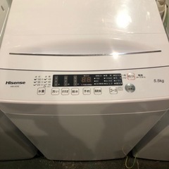 美品☆ハイセンス 全自動 洗濯機 5.5kg ホワイト HW-K55E