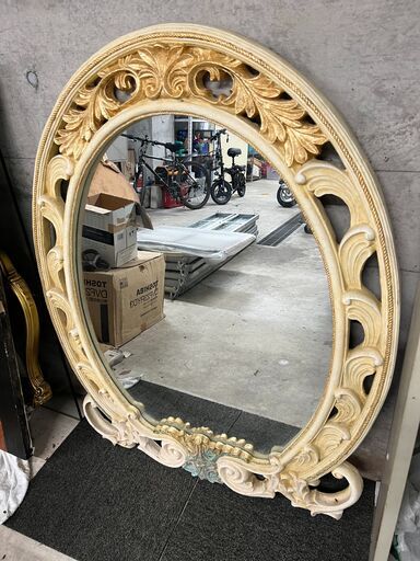 アンティーク調ミラー　鏡　全身鏡　大型ミラー　インテリアミラー　ウォールミラー　姫家具　ホテル家具