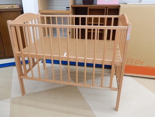 ☆美品 ベビーベッド ワンタッチハイベッド 棚板なし ナチュラルカラー ブナ材使用 札幌市清田区