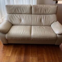 ☆中古品 家具の大丸 2人掛けソファー 皮革（牛革、床革 