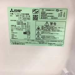 J2831 ★値下げしました★  ★6ヶ月保証付★ MITSUBISHI　三菱　２ドア冷蔵庫　MR-P15E　シャイニーシルバー　2020年製 クリーニング済み 【リユースのサカイ柏店】流山市 中古冷蔵庫 松戸市 中古冷蔵庫 我孫子市 中古冷蔵庫 船橋市 中古冷蔵庫 守谷市 中古冷蔵庫 取手市 中古冷蔵庫