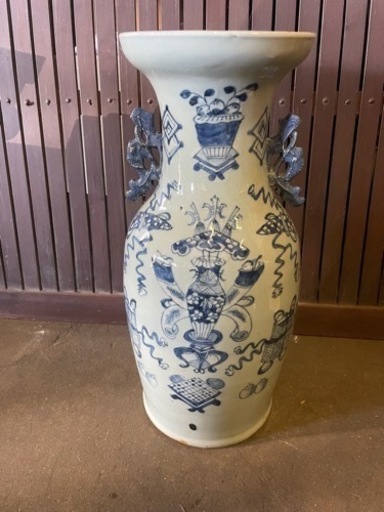 中国 清時代★花瓶 染付 唐物 骨董品 古美術