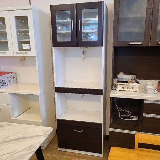 【国産】 一体型 スリムレンジボード 食器棚 キッチン収納 食器棚、キッチン収納