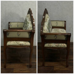 🔷🔶🔷WY7/71 ラブチェアー ソファ 猫脚 アンティーク クラシック 彫刻 鋲打ち ゴブラン織 西洋 高級家具 希少🔷🔶🔷