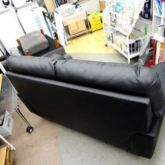 ニトリ 2人掛けソファ N-シールド 黒 合皮 ソファ 長椅子 2P 西岡店