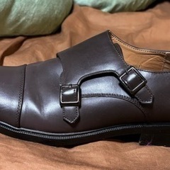 【ネット決済・配送可】革靴 モンクベルト フェイクレザー