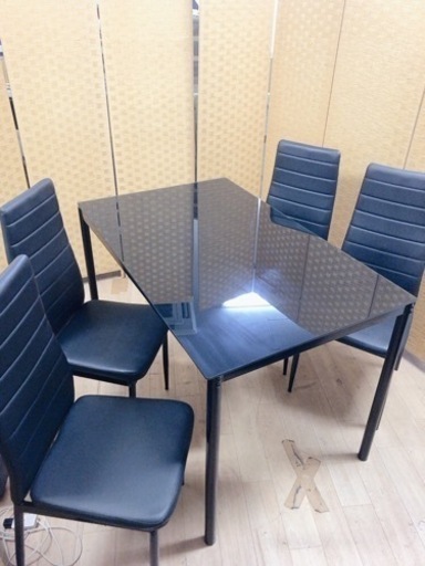 【引取】4Pダイニングセット ガラステーブル ダイニングテーブル 椅子×4脚 DORIS ドリス