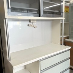 【美品‼️】定価24万♪ 高級 松田家具 118cm幅キッチンボード 食器棚 収納家具 マスカットカラー(ライトグリーン)