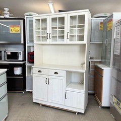 【超美品‼️】定価69,900円♪ 現行モデル ニトリ 120cm幅キッチンボード(ミランダ2) 食器棚 収納家具 木目調ホワイト♪