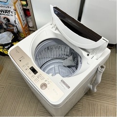 ②【美品‼️】シャープ2021年製 6.0kg全自動洗濯機 穴なしステンレス槽 ブラウン♪