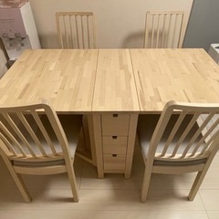 【ネット決済】IKEA ダイニングテーブル(ノールデン)　チェア...