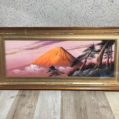 絵画 赤富士 風景画 額装 幅93cm×高さ43cm