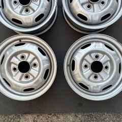 H1024-2)4.5J-13+43 114.3/4H中古4本セット！旧車スチール