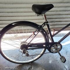 自転車　中古　BELLFAST　外装6段変速　オートライト　カゴ鍵付き　タイヤ27インチ　カラーブラック