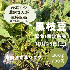 味の濃い美味しい野菜いっぱい🥦丹波の黒枝豆を10/28(土)緊急...
