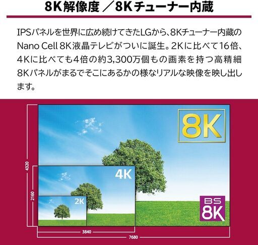 55v型 8Kチューナー内蔵 液晶 テレビ