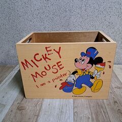 木製 ミッキーマウス おもちゃ箱 昭和レトロ 幅42cm×奥行2...