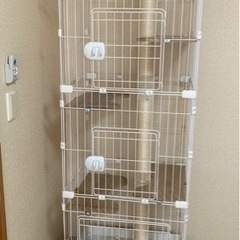 猫ケージ キャットケージ 棚板4段 爪研ぎポール付き