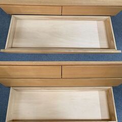 【廃版】無印良品/MUJI ローチェスト3点セット タモ材 ナチュラル 3段 4段チェスト 中古家具 店頭引取歓迎 R7648