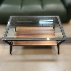 ローテーブル コンパクト ガラステーブル 80×52×39cm