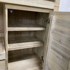 unico/ウニコ MANOA マノア キッチンボード W1200 アカシア材 ホワイトウォッシュ キッチン台 中古家具 店頭引取歓迎 R7657