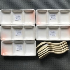 【未使用品】白皿(薬味入れ)＆レンゲ　各5点
