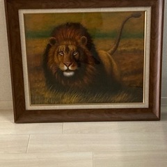 購入価格48000円　ライオンの絵画