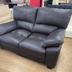 中古品　2人掛けソファー　本革使用　訳あり　ダークブラウン色　ハ...