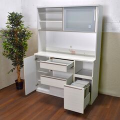 【ヤ取終了11/17】≪zyt1174ジ≫ 高橋木工所 レンジボード シェモア140 SUNNY Takahashi works 幅140 ニトリ/ダイニングボード/食器棚 50826-03