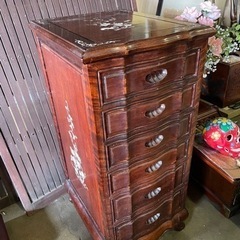 唐木チェスト　猫脚螺鈿花図　中国家具