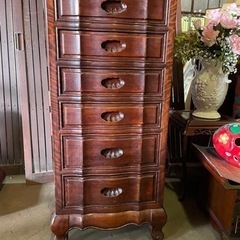 唐木チェスト　猫脚螺鈿花図　中国家具