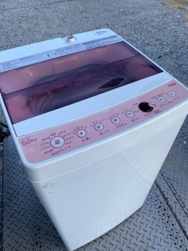 福岡市内配送設置無料　ハイアール Haier 洗濯機 一人暮らし  全自動洗濯機 5.5kg ピンク 送風 乾燥機能付き JW-C55CK(P) 縦型 送料無料 設置無料