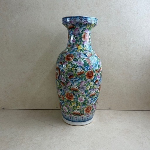 k1028503 花柄花瓶 景徳鎮 花紋 フラワーアレジメント 中国 高級美術 壺 骨董 陶器 古 アンティーク 時代物 レトロ 現状品 当時物 中古品