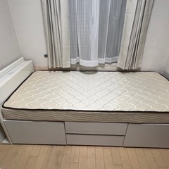 【受渡完了】白い収納付ベッド(シングル)