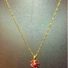交渉中 K18 ミャンマー産ルビー約1.2ct 花柄 ネックレス