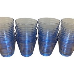 カラーグラス 16個セット ブルー 8×7.5cm