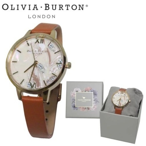 オリビア バートン 時計 腕時計 OLIVIA BURTON アブストラクトフローラル レザーベルト OB16VM39(ハニータン)レディース 【在庫限り！新品電池交換済！専用ギフトBOXつき！】