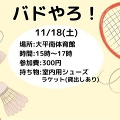 11/18(土)栃木市でバドミントンやります