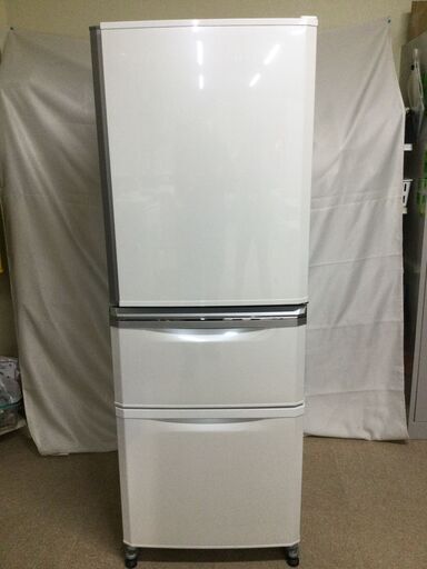 【北見市発】ミツビシ MITHUBISHI 三菱 ノンフロン冷凍冷蔵庫 MR-C34C-W 2018年製 白 335L (E2115shsmY)