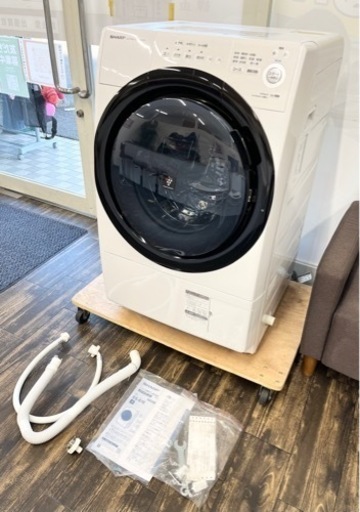 【中古品】SHARP シャープ ドラム式洗濯乾燥機 ES-S7E-WL 2020年製 標準洗濯容量7.0kg プラズマクラスター ホワイト 左開き 乾燥3.5kg 説明書あり 生活家電