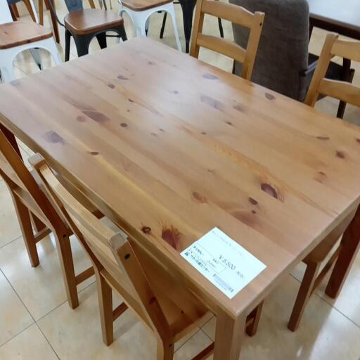 ★ジモティ割あり★  ダイニングセット ダークブラウン H75×D70×W70 クリーニング済み OJ8007 ☆ジモティ割あり☆ ダイニングテーブル＆椅子4脚セット ブラウン H76.5×